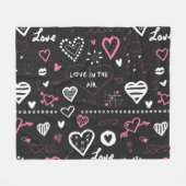 Valentijn Doodle Heart  Fleece Deken (Voorkant (Horizontaal))