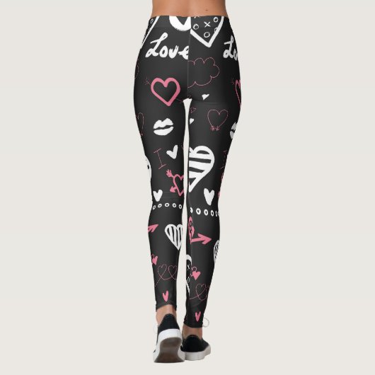 Valentijn Doodle Heart  Leggings (Achterkant)