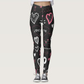 Valentijn Doodle Heart  Leggings (Voorkant)