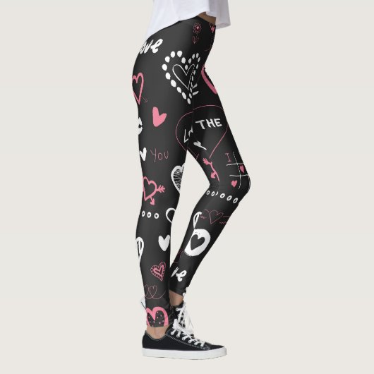 Valentijn Doodle Heart  Leggings (Rechts)
