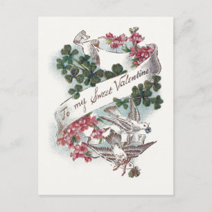 Valentijn Doves, Clover en Flowers Feestdagenkaart