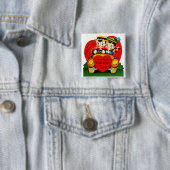 Valentijn draait om vierkante button 5,1 cm (In situ)