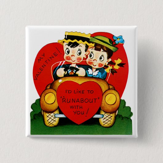 Valentijn draait om vierkante button 5,1 cm (Voorkant)