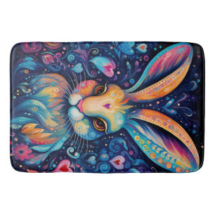 Valentijn Dream Hearts: Regenboog Doodle Bunny Badmat