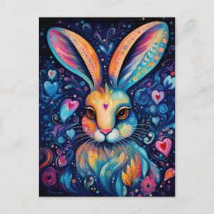 Valentijn Dream Hearts: Regenboog Doodle Bunny Briefkaart