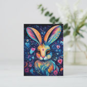 Valentijn Dream Hearts: Regenboog Doodle Bunny Briefkaart (Staand voorkant)