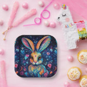 Valentijn Dream Hearts: Regenboog Doodle Bunny Papieren Bordje (Feest)