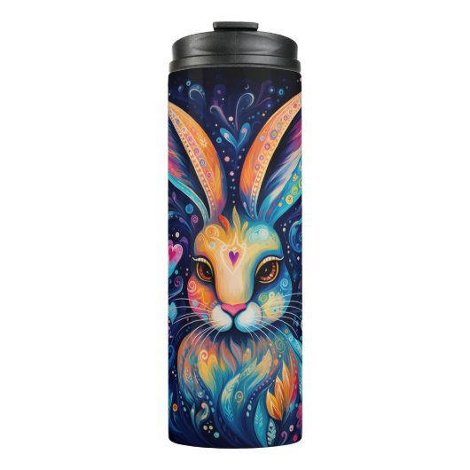 Valentijn Dream Hearts: Regenboog Doodle Bunny Thermosbeker (Voorkant)