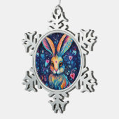 Valentijn Dream Hearts: Regenboog Doodle Bunny Tin Sneeuwvlok Ornament (Rechts)