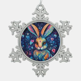 Valentijn Dream Hearts: Regenboog Doodle Bunny Tin Sneeuwvlok Ornament
