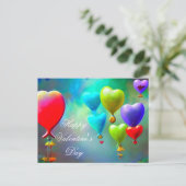 Valentijn drijvende hartballonnen briefkaart (Staand voorkant)
