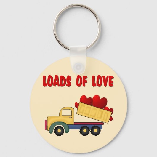 Valentijn Dump truck met liefdesbelasting Sleutelhanger (Voorkant)