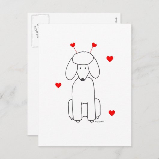 Valentijn Ears Poedel Feestdagenkaart (Voorkant / Achterkant)