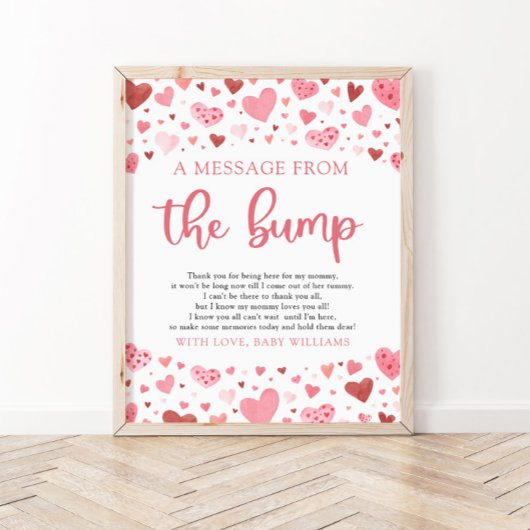 Valentijn een bericht van het bump Baby shower tek Poster