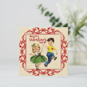  Valentijn eerste-liefdesjongen en meisje Feestdagenkaart (Staand voorkant)