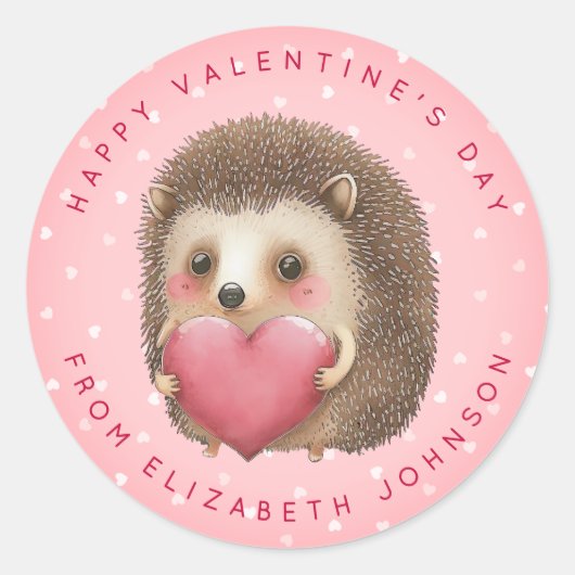 Valentijn egel gepersonaliseerde ronde Stickers (Voorkant)