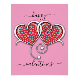 Valentijn Elegant Interlocked Hearts Design Poster