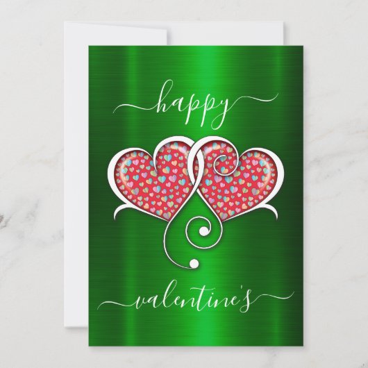 Valentijn Elegant met elkaar verbonden harten ontw Feestdagenkaart (Voorkant)