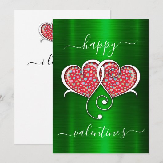 Valentijn Elegant met elkaar verbonden harten ontw Feestdagenkaart (Voorkant / Achterkant)