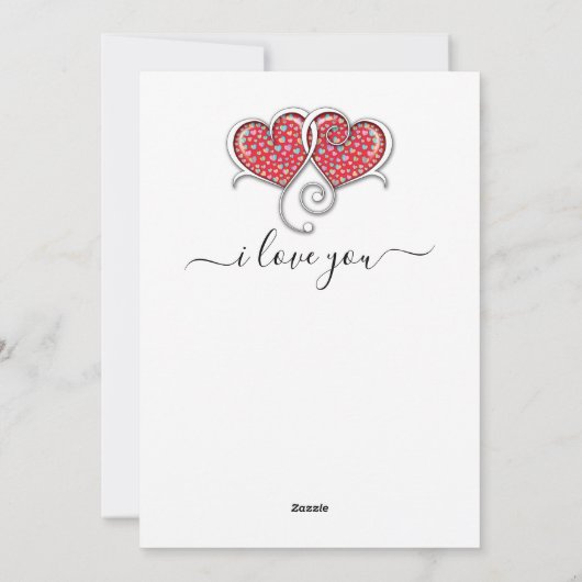 Valentijn Elegant met elkaar verbonden harten ontw Feestdagenkaart (Achterkant)