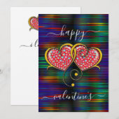 Valentijn Elegant met elkaar verbonden harten ontw Feestdagenkaart (Voorkant / Achterkant)