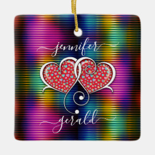 Valentijn Elegant met elkaar verbonden harten ontw Keramisch Ornament