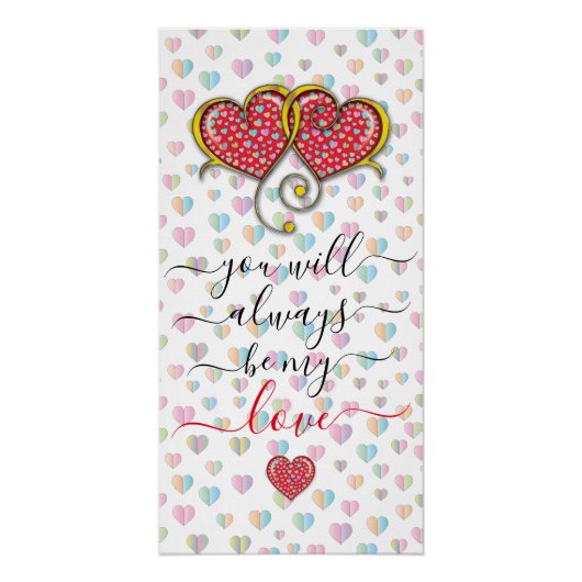 Valentijn Elegant met elkaar verbonden harten ontw Perfect Poster (Voorkant)