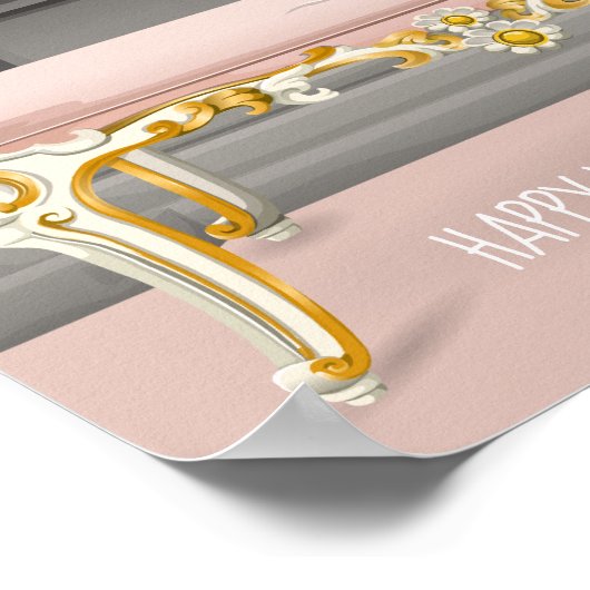 Valentijn Elegant Pink Room Wedding Jubileum Poster (Hoek)