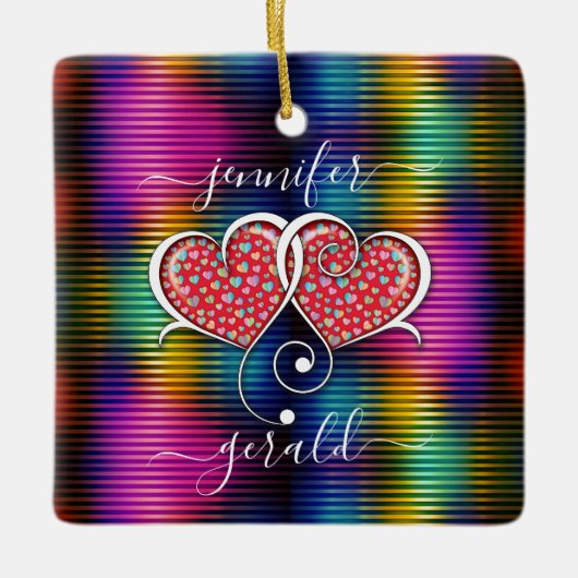 Valentijn Elegante Ineengestrengelde Hartjes Ontwe Keramisch Ornament (Voorkant)