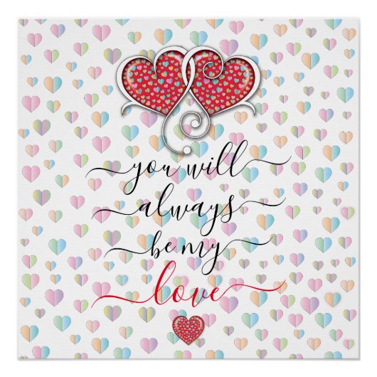 Valentijn Elegante Ineengestrengelde Hartjes Ontwe Perfect Poster (Voorkant)