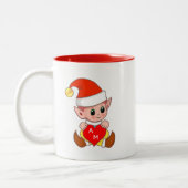 Valentijn Elf met hart en monogram Tweekleurige Koffiemok (Links)
