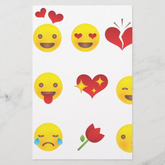 Valentijn Emojis Briefpapier (Voorkant)