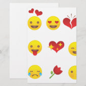 Valentijn Emojis Briefpapier (Voorkant / Achterkant)