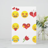 Valentijn Emojis Briefpapier (Staand voorkant)
