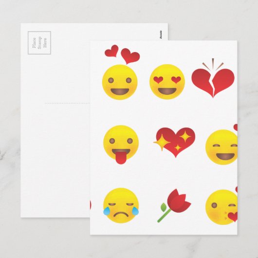 Valentijn Emojis Feestdagenkaart (Voorkant / Achterkant)