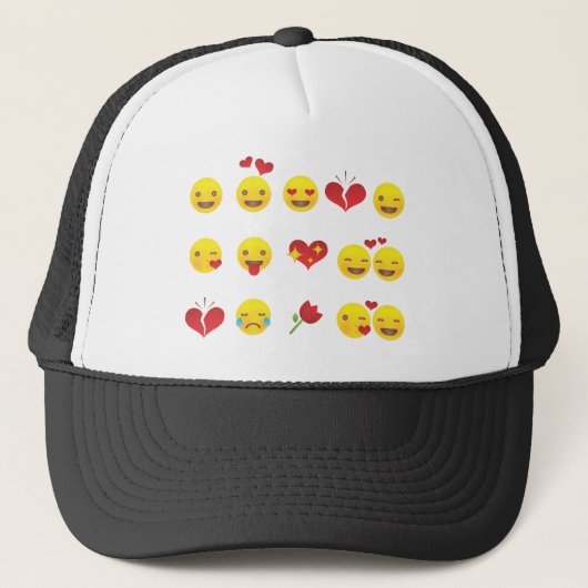 Valentijn Emojis Trucker Pet (Voorkant)