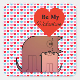 Valentijn- en trekkers vierkante sticker