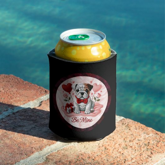 Valentijn Engels Bulldog Be Mine kan houder zijn Blikjeskoeler (Insitu Zwembad)