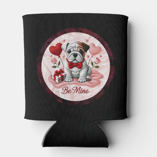 Valentijn Engels Bulldog Be Mine kan houder zijn Blikjeskoeler (Achterkant)