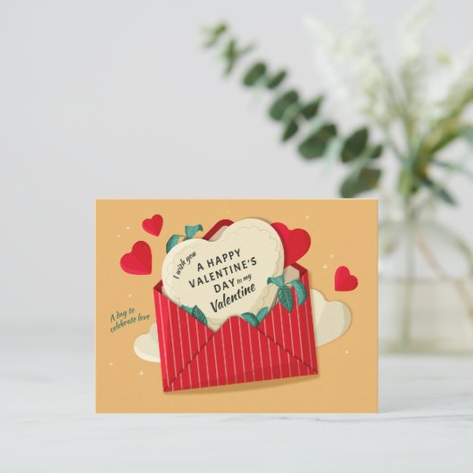 Valentijn Envelope met Popping Hearts Feestdagenkaart (Staand voorkant)