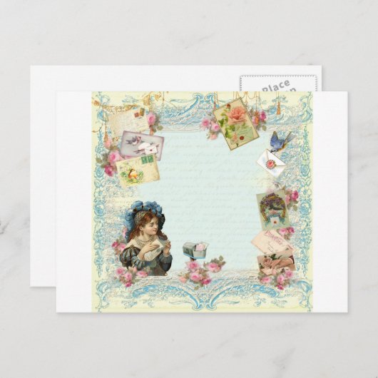 Valentijn Ephemera Love Letters Feestdagenkaart (Voorkant / Achterkant)