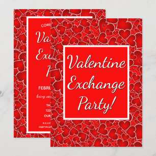 Valentijn Exchange Party viering Red Hearts Kaart