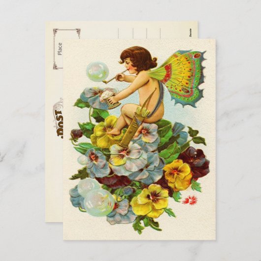 Valentijn Fairy Blowing Bubbles Feestdagenkaart (Voorkant / Achterkant)