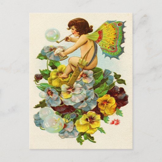 Valentijn Fairy Blowing Bubbles Feestdagenkaart (Voorkant)