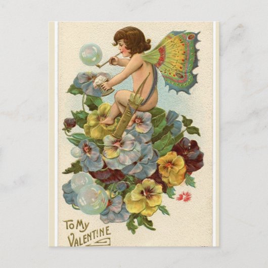  Valentijn Fairy op Pansies Valentijn Briefkaart (Voorkant)
