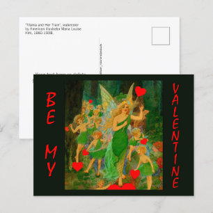 Valentijn Fairyland Queen Titania Red Hearts Cupid Briefkaart