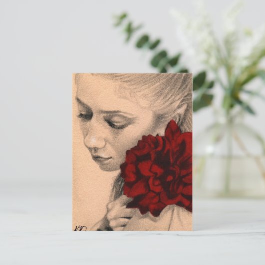 Valentijn fee roos Briefkaart (Staand voorkant)