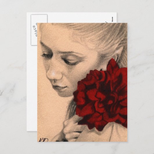 Valentijn fee roos Briefkaart (Voorkant / Achterkant)