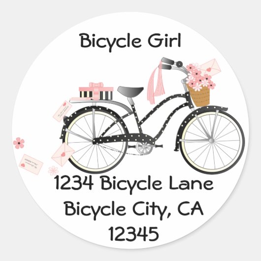 Valentijn fiets ronde sticker (Voorkant)