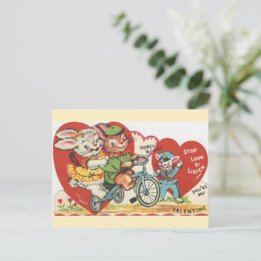 Valentijn fietsenbunnies feestdagenkaart (Staand voorkant)